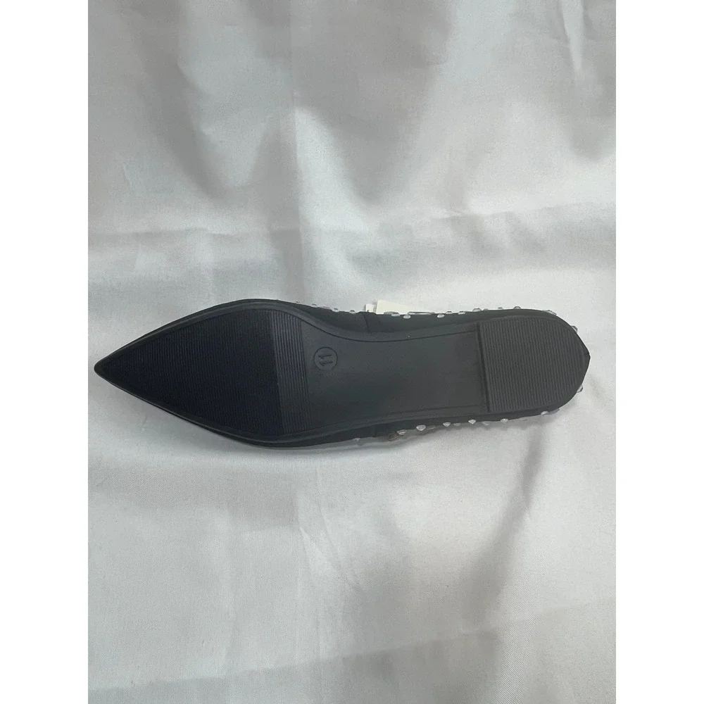 A New Day Women Black Rhinestone Crystal Mary Jane Pointed Toe Flats Size 11 NEW